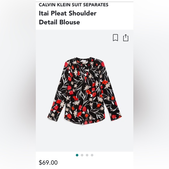 Calvin Klein Itai Pleat Shoulder detail blouse NWT - Picture 1 of 3
